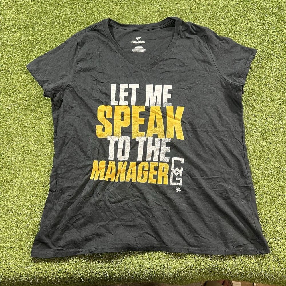 WWE Fanatics Let Me Speak To The Manager Women's XL V-Neck T-Shirt NWOT